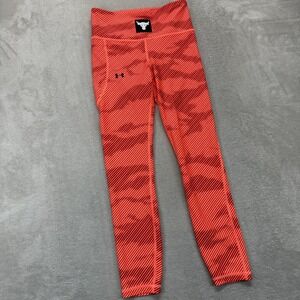 Under Armour Pants Womens Small Project Rock HeatGear Orange Compression Legging